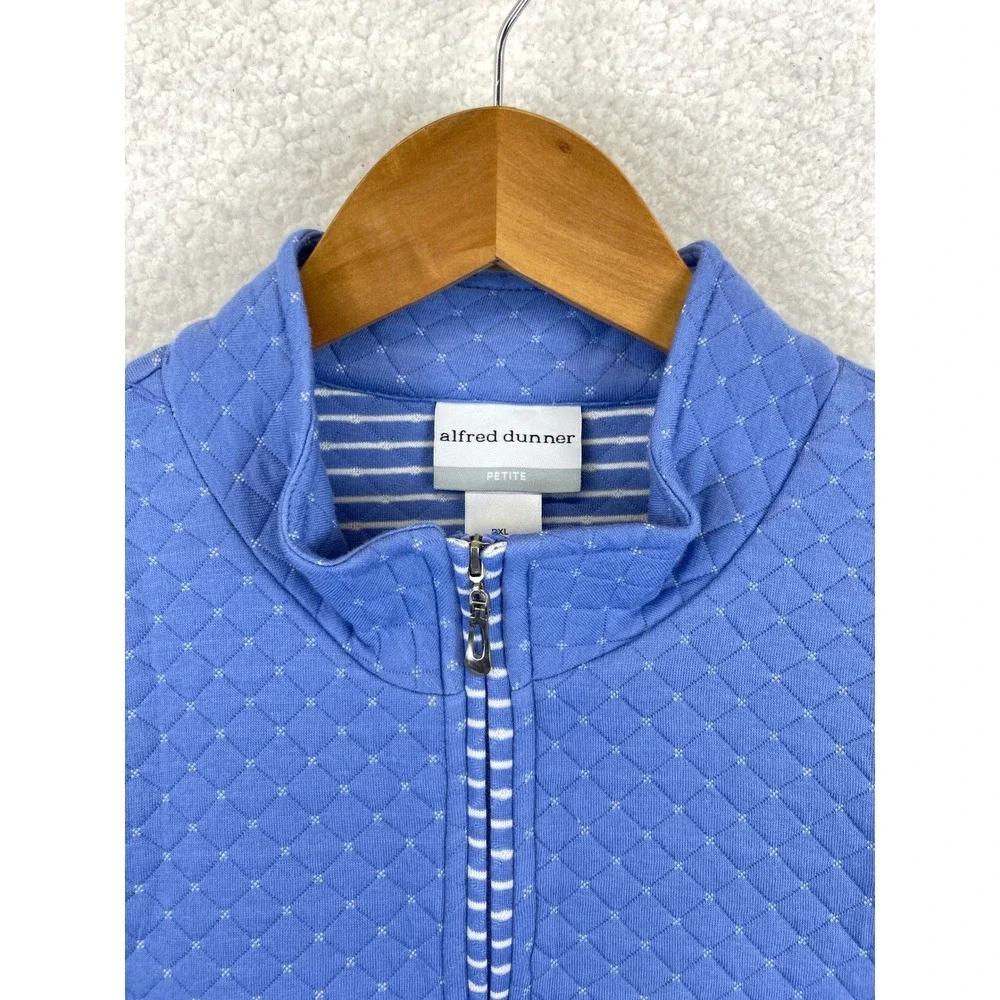 Alfred Dunner Life of Leisure Periwinkle Quilted Zip Front Jacket Petite XL - Picture 2 of 10